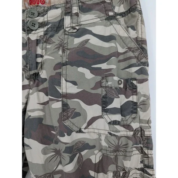 VTG Nobo Low Rise Cargo Pants 5 Floral Camo 90s Y2K Gorpcore Utility Streetwear - Picture 4 of 14